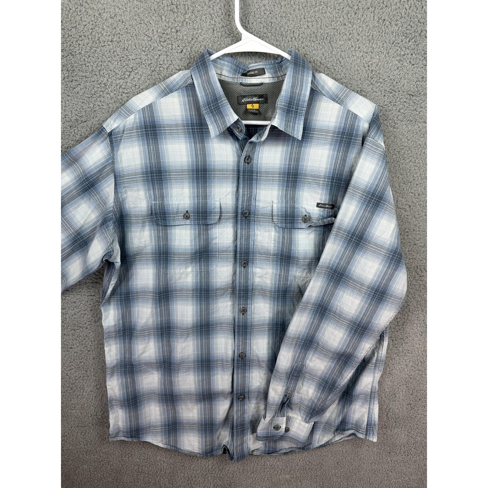 Eddie Bauer Shirt Mens Large Plaid Classic Fit Button Up Outdoor Hiking Casual - Picture 2 of 9